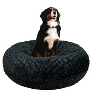Angle View: Bessie and Barnie Signature Serenity Black Luxury Extra Plush Faux Fur Bagel Pet/ Dog Bed