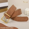 thumbnail image 4 of JASGOOD Women Wide Belt Fashion Suede Belt Ladies Thick Belts with Gold Buckle Brown, 4 of 8