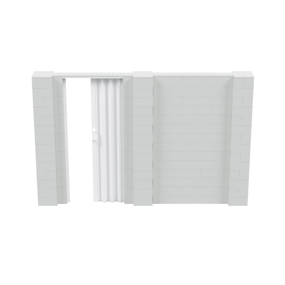 EverBlock 11’ x 7’ Wall Kit with Accordion Door | 3’ x 7’ Doorway | Modular Building Blocks | Wall Display System | Room Divider & Partition | Easy to Connect & Reuse | Indoor & Outdoor Use