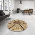 thumbnail image 4 of Ahgly Company Machine Washable Indoor Round Transitional Saddle Brown Area Rugs, 3' Round, 4 of 7