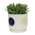 thumbnail image 6 of Sagebrook Home 8" Funky Planter With Saucer, White, Round, Ceramic, Contemporary, 7"H, Geometric, 6 of 9