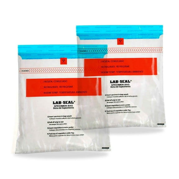 Clear Tamper-Evident Specimen Bags, Pull Tab Adhesive Closure, 1000 Count, 10 x 10 in