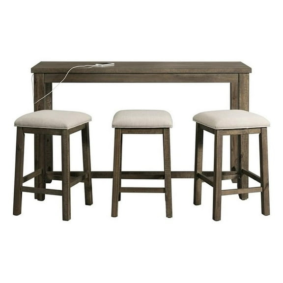 Bowery Hill Transitional Wood Gray Multipurpose Bar Table Set