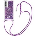 thumbnail image 5 of for Samsung Galaxy S23 FE Clear Case with Crossbody Lanyard, Glitter Sparkly Bling Quicksand with Detachable Adjustable Shoulder Neck Strap Cover Cases for Samsung S23 FE QKG Purple, 5 of 14