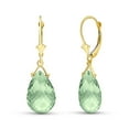 thumbnail image 2 of Galaxy Gold 14K Solid Gold 10.2 Carat Natural Green Amethyst Leverback Earrings for Women - Yellow Gold Fine Jewelry, 2 of 2