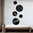 thumbnail image 3 of Designart "Fractal Enigmas Blue and Gold I" Abstract Fractal Metal Wall Art Set of 5 Piece, 3 of 5