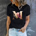 thumbnail image 4 of Valentine Top for Women, Floral Printed T Shirts for Women, Short Sleeve Tee Women's Lover Printed T-Shirt Crew Neck Short Sleeved Tops Blouse, 4 of 5