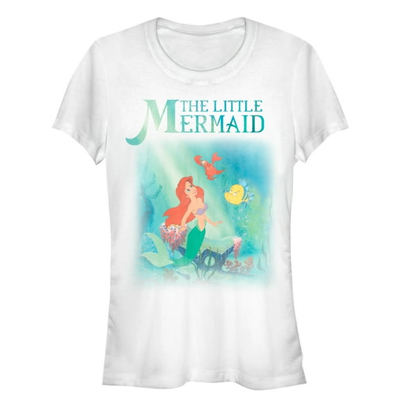 Junior's The Little Mermaid Ariel and Friends Graphic Tee White Medium