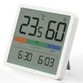 thumbnail image 4 of Wholesale Compact Digital Thermometer Hygrometer with Clock: Home Indoor Use, Kitchen & Refrigerator Friendly, Electronic Measurement, Moon Phase Display, White (Model 5253, 70x70x14mm) – New Design, 4 of 5