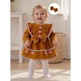 thumbnail image 4 of BemeyourBBs Newborn Baby Girl Christmas Outfit Velvet Gingerbread Romper Dress Long Sleeve Bodysuit Jumpsuit Headband Fall Winter Clothes, 4 of 9