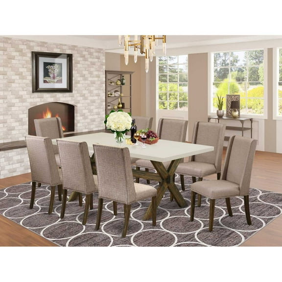 East West Furniture X-Style 7-piece Wood Dining Room Set in Dahlia Purple