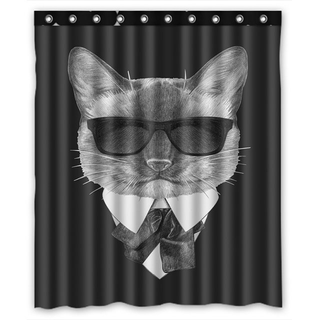 Cortina De Ducha ABPHQTO Retrato De Gato Siamés Poliéster Impermeable 150x180 cm
