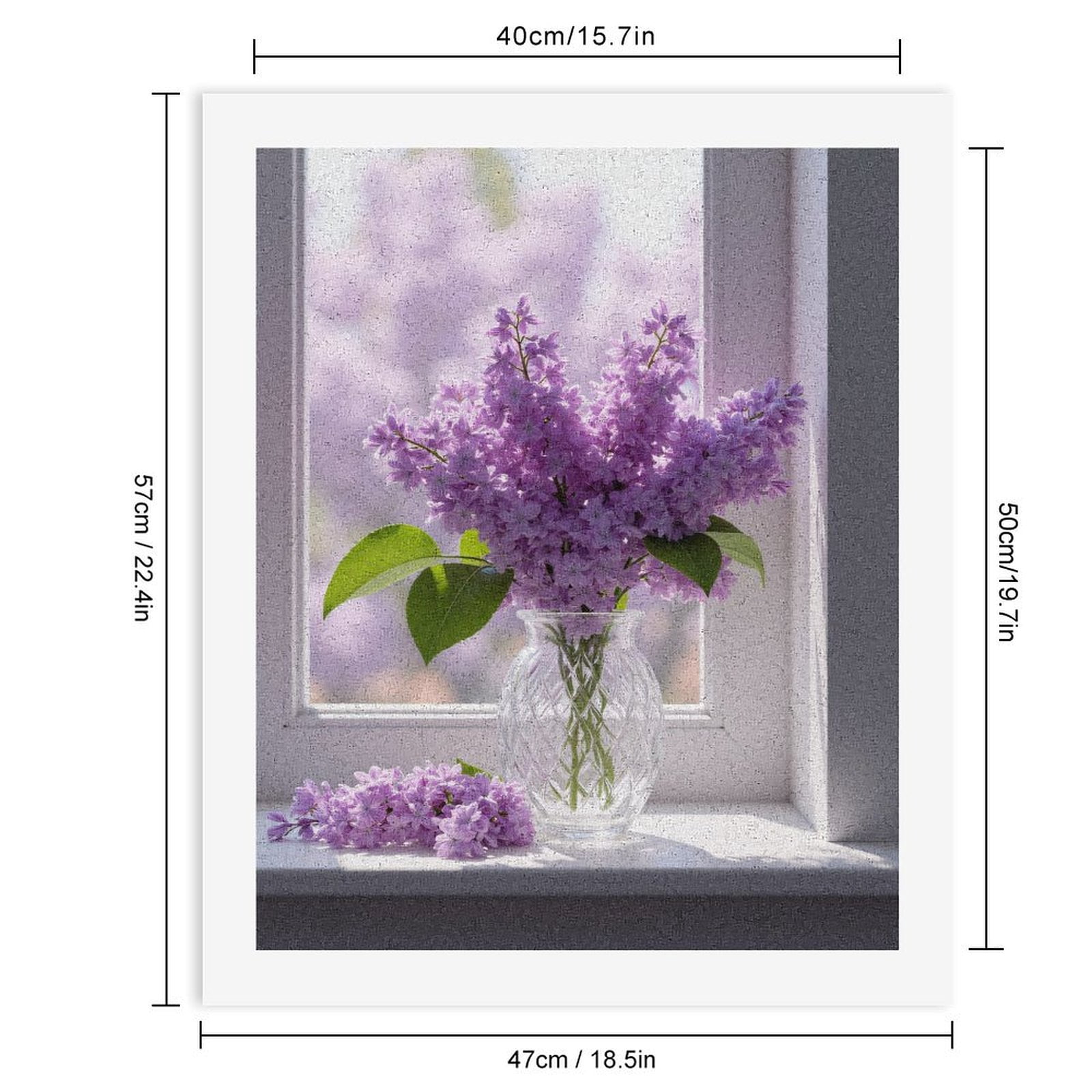 Paint By Numbers Kit for Adults Beginner - DIY Lilac Flowers in Glass Vase Canvas Painting Kits for Adults, Frameless Paint By Number for Adults for Home Wall Decor 16x20 Inch