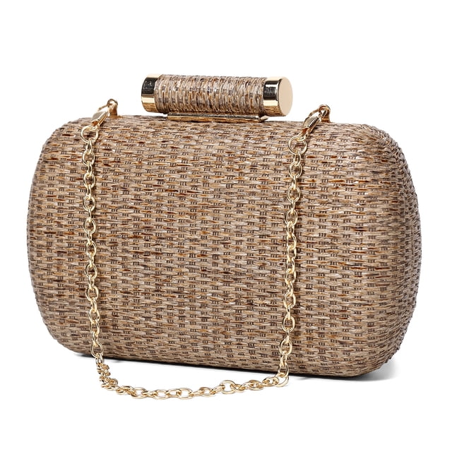 Bolso Mano Paja para Mujer Con Correa Cadena Bolso Diario Verano para Mujer (gris)