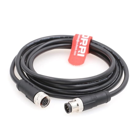 M12 A-code vrouwelijk transparante behuizing PUR zwart 5-Wire