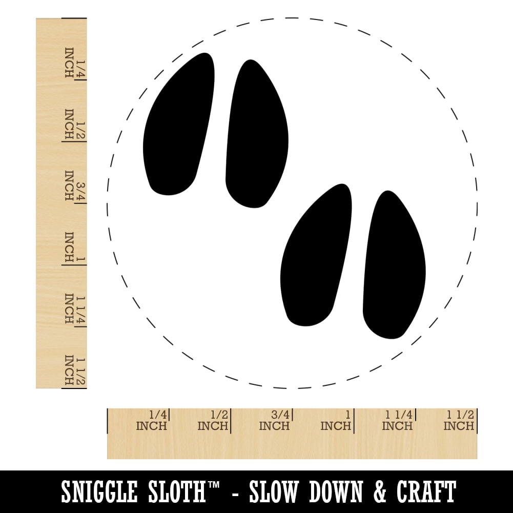 Deer Tracks Footprints Self-Inking Rubber Stamp Ink Stamper - Black Ink - Large 1-1/2 Inch