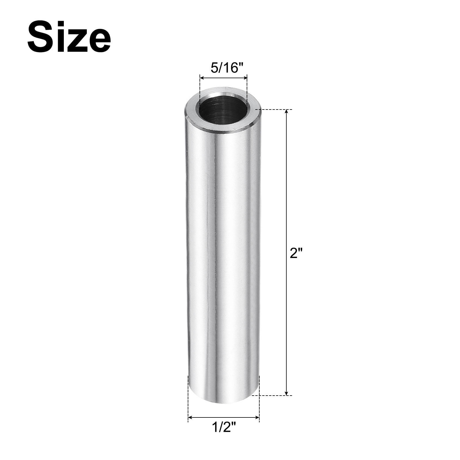 5 Packs Stainless Steel Spacer 5/16" Bore x 1/2" OD x 2" Length