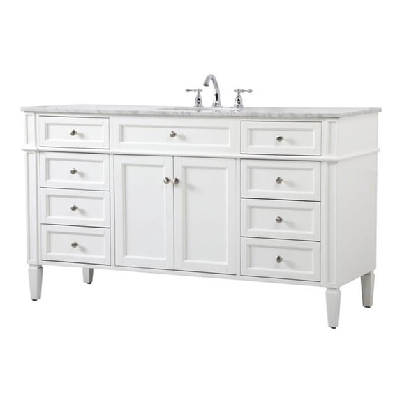 60 inch Single bathroom vanity in white