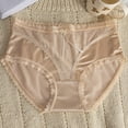thumbnail image 4 of Womens Panties Cotton Women's Lace Underwear Mid-Waisted Ice Silk Full Cover Underwear Soft Satin High Waisted Panties Lightweight Breathable Underpant Briefs Underwear Women Beige L, 4 of 4