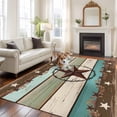thumbnail image 3 of Area Rug 60×96in, Vintage Country Farm Star Floor Carpet Living Room Rug, Farmhouse Wood Grain Non-Slip Welcome Mat Indoor Rugs for Bedroom Dining Room, 3 of 9