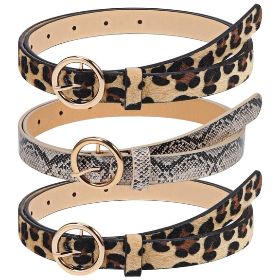 COSMOBETTY Adjustable Leopard Print Waist Belt for Women, 3 Pieces Stylish Fashion Accessories