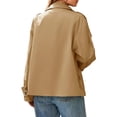 thumbnail image 3 of Double Breasted Women Long Sleeved Casual Trench Coat Lapel Jacket, 3 of 6