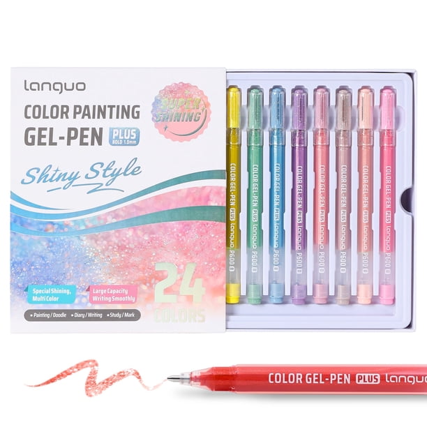 Set de 24 Marcadores de Gel con Purpurina Languo para Colorear Adultos