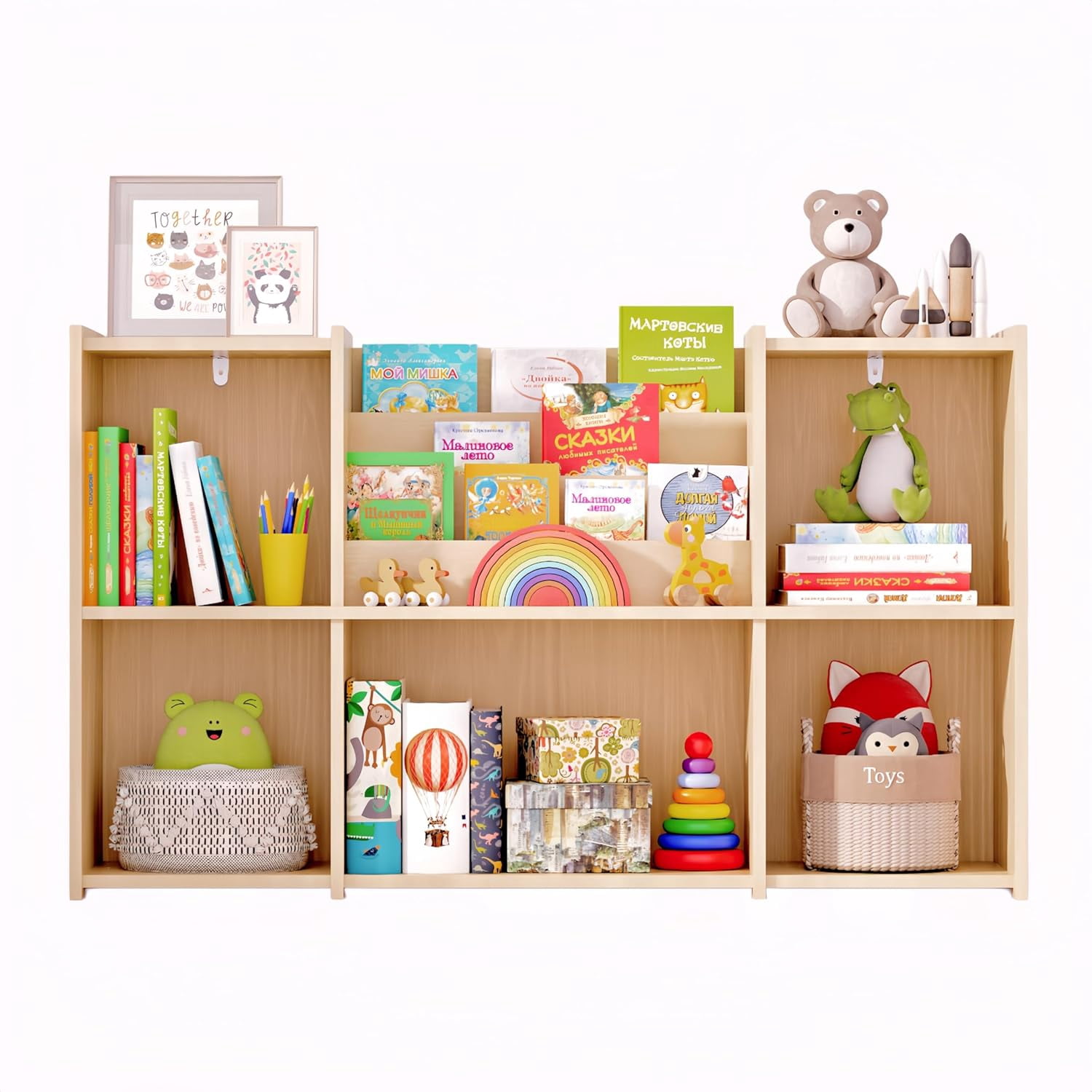 KZElegy Kids Bookshelf with 3-Tier Book Racks,5 cube Bookcase Book 2 -Tier Display Toy Storage Organizer