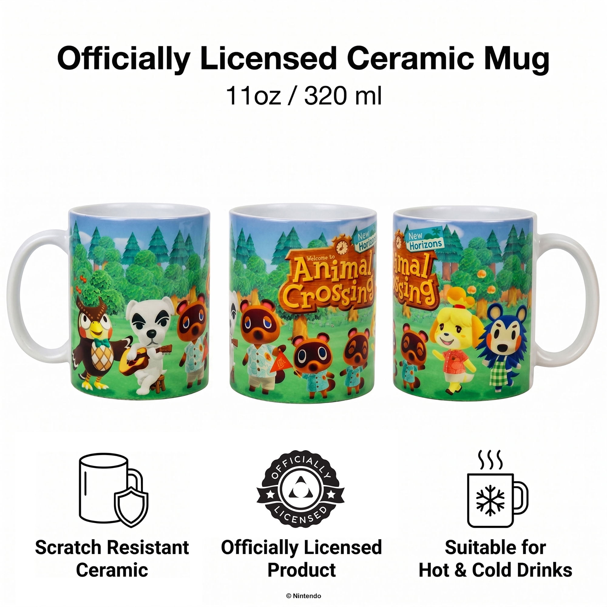 Pyramid America: Animal Crossing: New Horizons Lineup - 11oz Ceramic Mug - Coffee-Tea, Microwave-Dishwasher Safe, Video Game Fan Collectible, Licensed
