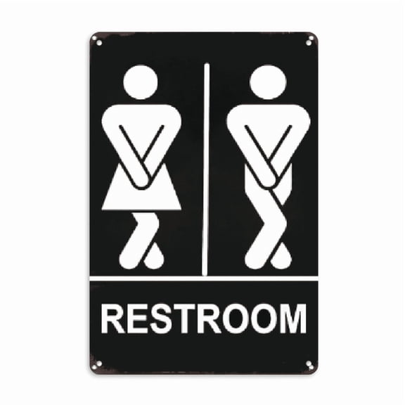 Funny Bathroom Gifts Men and Women Restroom Tin Sign for Bathroom Restroom Decor 8x12 Inch, 2D Flat