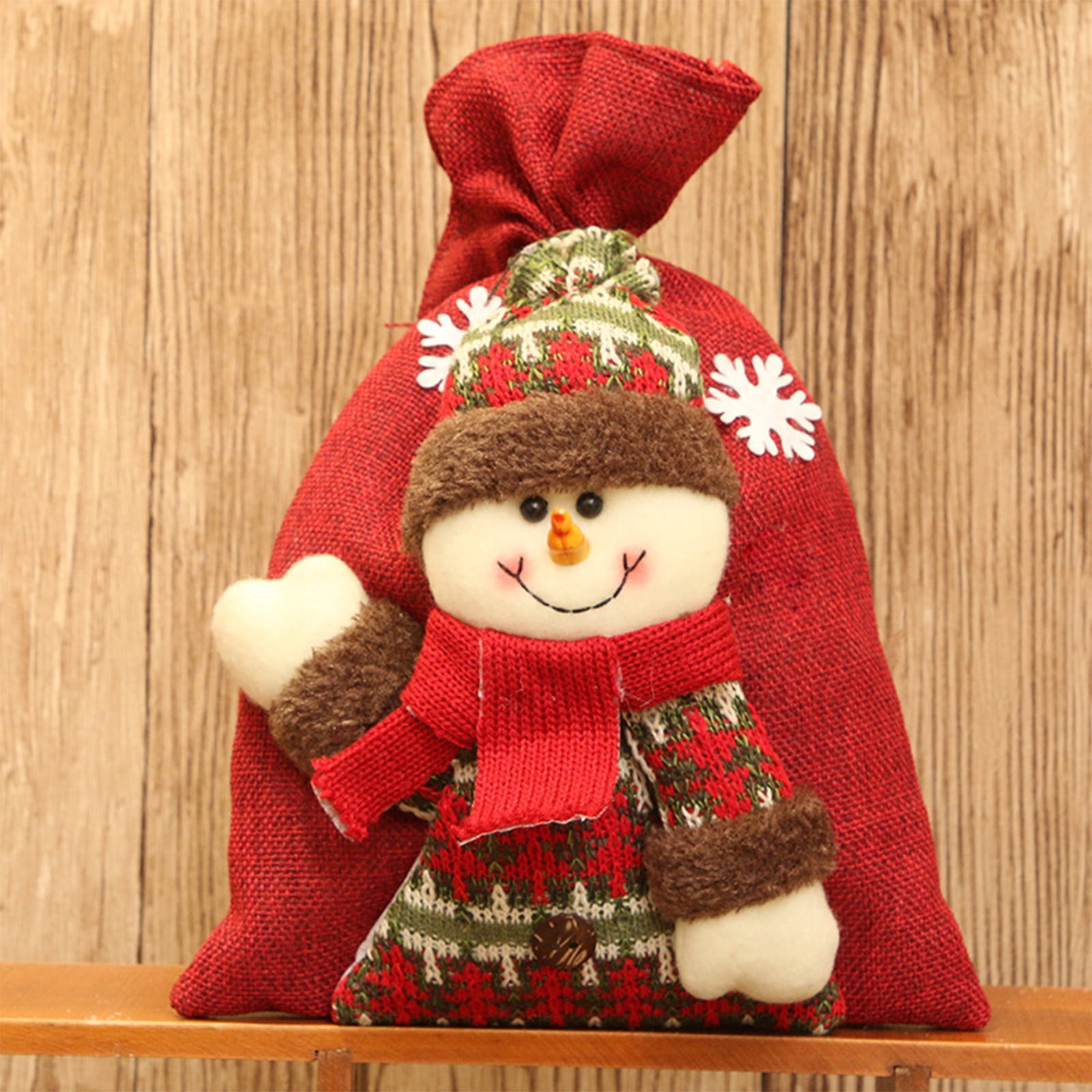 Pattern Snowman Gift Bags Three-Dimensional Linen Gift Bag
