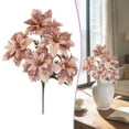 thumbnail image 2 of 5-Fork Bouquet, Simulated Poinsettia Flowers – Home Decoration Ornaments, Realistic Faux Blooms Decorative Holiday Poinsettia Flowers for Home Tabletop Vase, or Wreath Arrangement(Pink,15.7x2"), 2 of 8