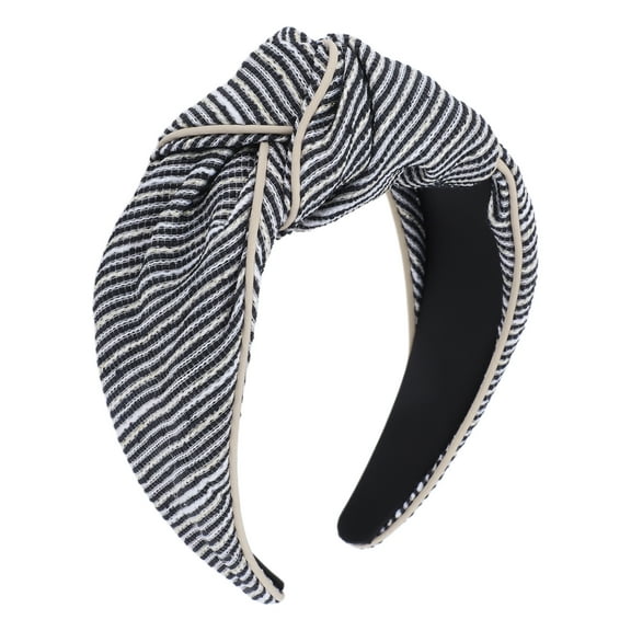 Unique Bargains 1 Pc Tie Stripes Headbands for Women Black