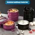 thumbnail image 2 of CAROOTU Stainless Steel Stackable Thermal Lunch Box 2/3/4 Tier for Student, 2 of 7