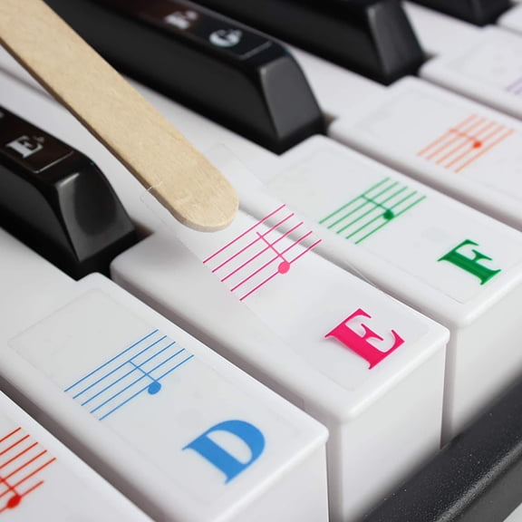 Alphabet & Musical Note Piano Keyboard Sticker, 25/49/61/76/88 Keys For Electronic Keyboard - With Clear Printed Letters, Staff & Note Markings, Easy To Read & Apply, Durable