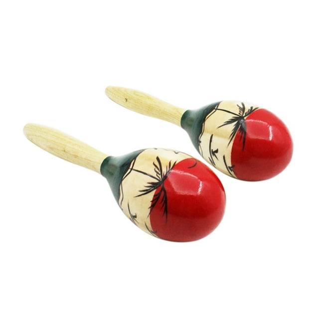 Pair of Wooden Large Maracas Rumba Shakers Rattles Sand Hammer Percussion Instrument Musical Toy for Kid Children Party Games