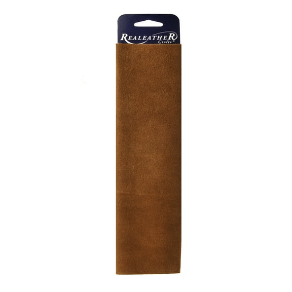 Realeather Suede Trim Piece, 9" x 3", Suede Brown