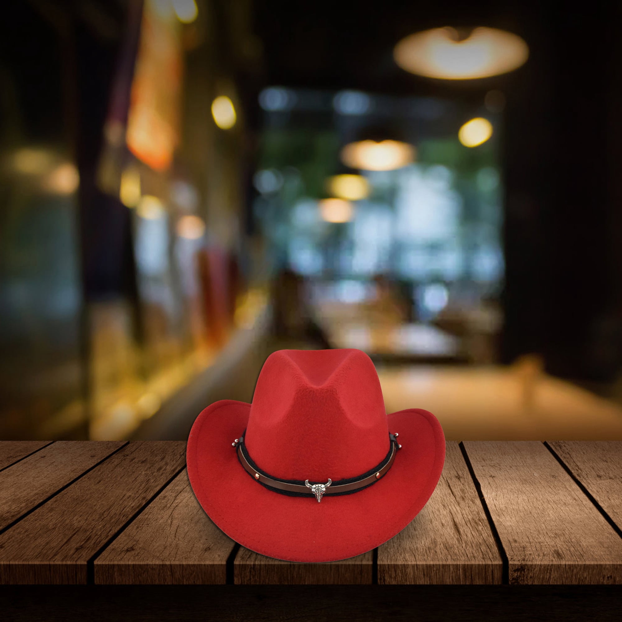 Women Men Felt Wide Brim Western Cowboy Hats Belt Buckle  display picture 3