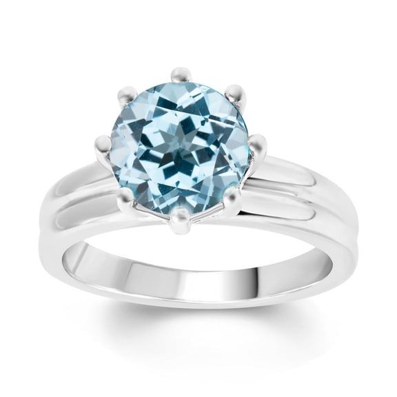 Sterling Silver Choice Of Gemstone Solitaire Anniversary Band Ring