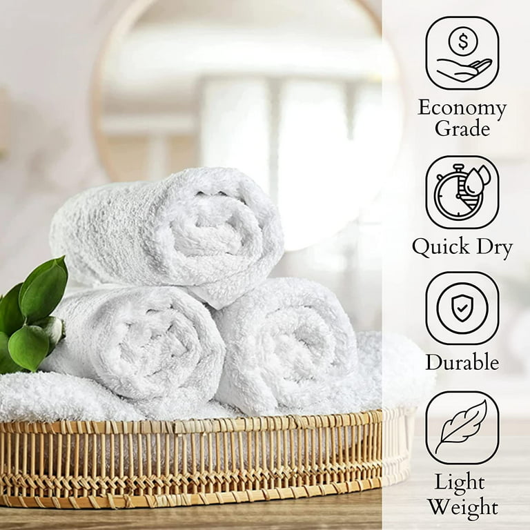 Towels N More 15X25 Hand Towels - 12 Pack Lightweight White Soft Small Hand  Towels Ring Spun Cotton Loops - Absorbent and Quick Drying Towels Linen