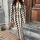 thumbnail image 5 of Vestido Midi de punto a rayas para mujer, traje elegante de manga larga con cuello redondo y corte en A, ropa informal de calle a la moda, 5 of 5