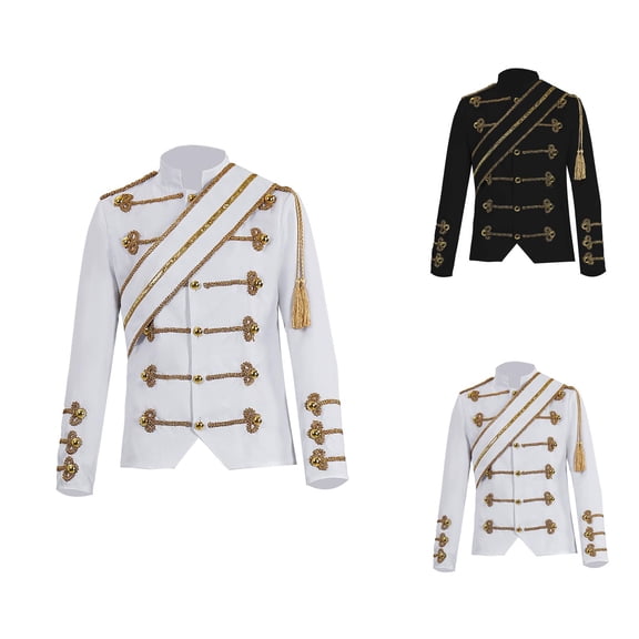 Men's Retro Royal Court Prince Suit with Double- Gilded Blazer Jacket, Formal Wear for Parties, Stage Performances, Nightclub, Bar Events