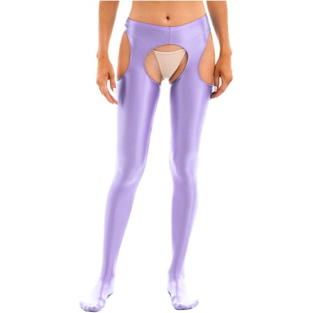 

YiZYiF Womens Hollow Out Long Stockings Stretchy Crotchless Pantyhose