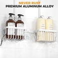 thumbnail image 3 of Aluminum Shower Caddy Hanging Adjustable Shower Caddy, Rustproof Hanging Shower Organizer with Hooks Soap Holders, Over Shower Head Caddy for Handheld Showerhead, White, 3 of 9