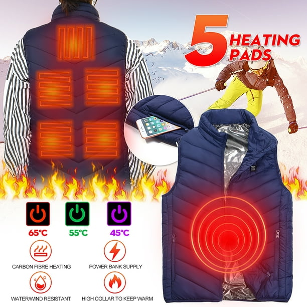 USB Electric Heated Vest For Men Women Winter Heating Coat Jacket