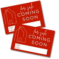 Coming Soon Real Estate Sign for Home 12 x 18 Yard Sign with H Frame Stake Home Double Sided Open House Realtor For Sale by Owner Red White Minimalist Modern