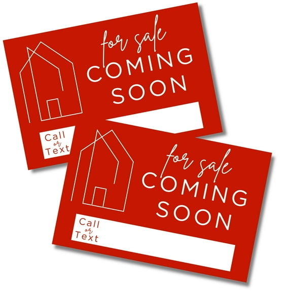Coming Soon Real Estate Sign for Home  12 x 18 Yard Sign with H Frame Stake Home Double Sided Open House Realtor For Sale by Owner Red White Minimalist Modern