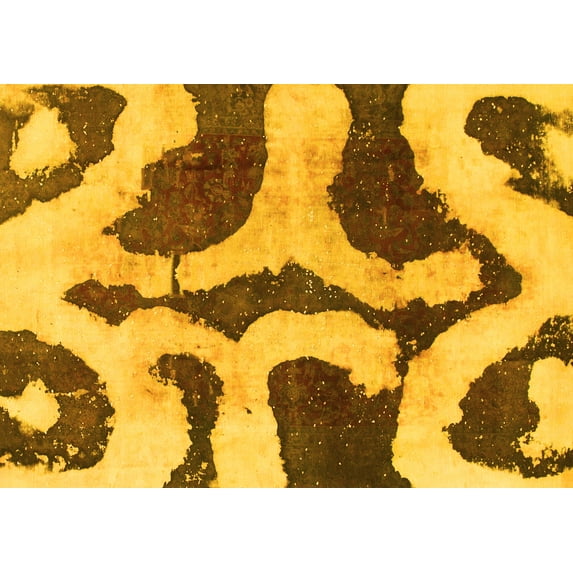 Ahgly Company Indoor Rectangle Abstract Yellow Modern Area Rugs, 2' x 5'