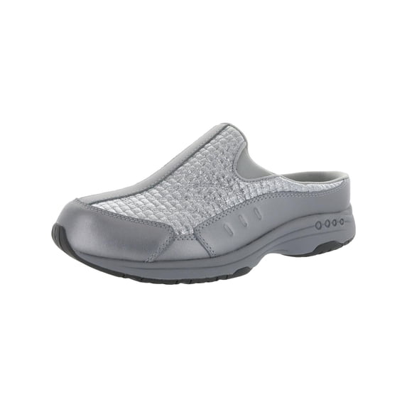 Easy Spirit Womens Travel Time Glitter Mule Sneakers Silver 8.5 Wide (C,D,W)