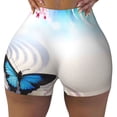 thumbnail image 2 of Haiem Butterfly In Blossoms Zen No Front Seam Biker Shorts for Women Yoga Workout Gym Bike Shorts with Tummy Control Moisture-Wicking-Small, 2 of 9
